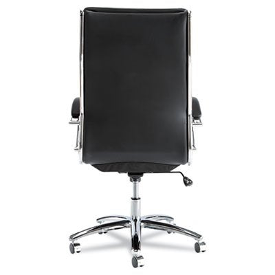 Alera ALENR4119 Neratoli Series High-Back Swivel/Tilt Chair, Black Leather, Chrome Frame