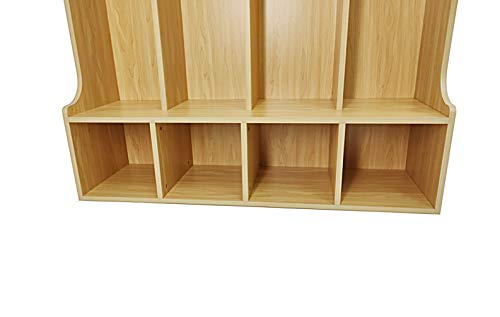 FixtureDisplays® 4-Section Kids School Coat Locker 41 X 13 X 43" with Bench and Cubbies, Backpack and Cubby Storage Organizer with Hooks, MDF Wood Locker for Daycares, Classrooms‘ Homes 10059-NPF