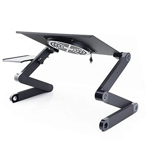 EYHLKM Adjustable Aluminum Laptop Desk for Bed Table Portable Notebook Stand Tray Sofa Couch with Cooling Fan (Color : A)