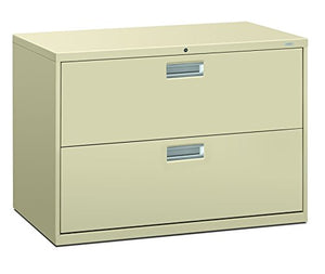 HON Brigade 600 Series Lateral File Cabinet, 2 Legal/Letter-Size Drawers, Putty, 42" x 18" x 28