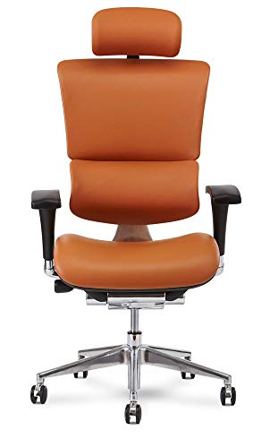 X Chair X4 Leather Executive Chair, Cognac Leather with Headrest