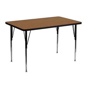 Flash Furniture 30''W x 48''L Rectangular Oak Thermal Laminate Activity Table - Standard Height Adjustable Legs