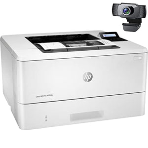 HP Laserjet Pro M404 n Monochrome Wired Laser Printer with Built-in Ethernet, White - Print only - 2-line LCD Display, 40 ppm, 4800 x 600 dpi, Hi-Speed USB, Cbmou External Webcam