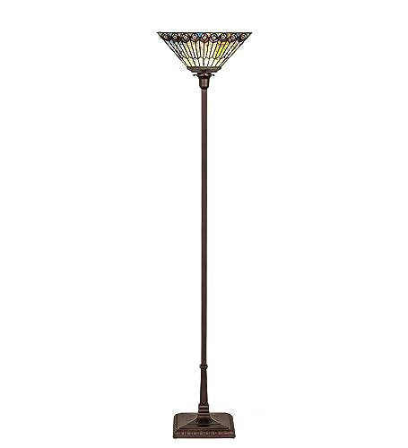 Meyda Lighting 70" High Tiffany Jeweled Peacock Torchiere