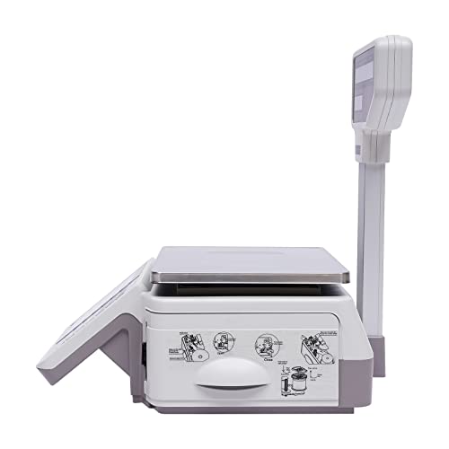 WANLECY Price Computing Scale with Thermal Label Printer and Pole Display - Up to 66lb Weighing Range - Supermarket Use - Mobile APP