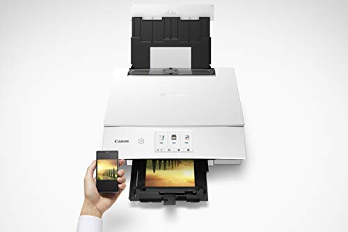 Canon TS8320 All In One Wireless Color Printer, Copier, Scanner, Home Inkjet Printerwith Mobile Printing, White, Works with Alexa
