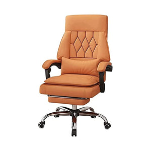 YIORYO Executive Office Desk Chair with Headrest and Lumbar Support, High Back Ergonomic Managerial Chair (Gray/Orange, Size: )