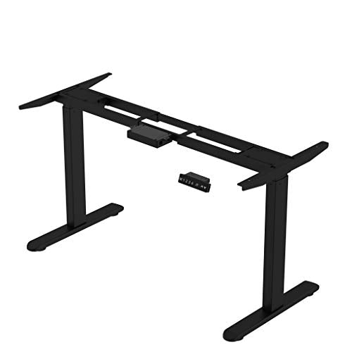 Electric Stand Up Desk Frame, Dual Motor Sit Stand Desk Base, Height Adjustable Standing Computer Workstation for Home & Office (Frame Only) (2 Section, Black)