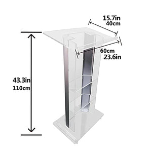 None Clear Podium Stand Plexiglass Conference Pulpit Church Lectern Acrylic Floor-Standing Podium