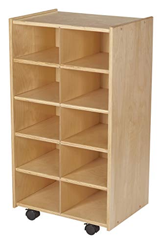 Childcraft Mobile Cubby Unit with Locking Casters, 10 Tray Capacity