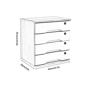 BIZOLE Solid Wood Storage Box - File Cabinet with Lock, Desktop Drawer Storage Cabinet
