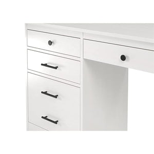 Linon Cody Wood Desk with File Cabinet in Whitewash