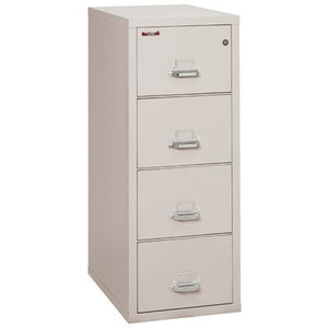 FireKing Fireproof 4-Drawer Vertical Letter File - Platinum Finish, E-Lock