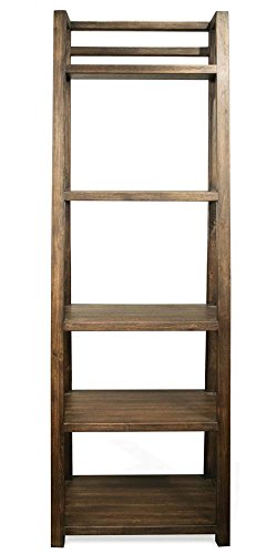 Contemporary Leaning Bookcase in Brushed Acacia Finish