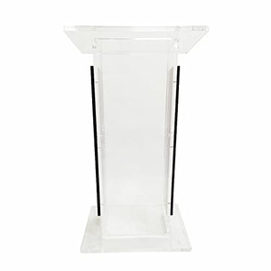 HAicom Clear Acrylic Vertical Podium Stand, 43.5" Tall - Floor-Standing Podium for Church, Office, School