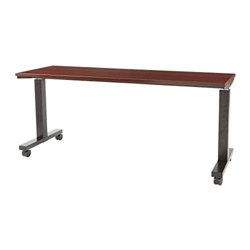 OSP Furniture PHAT2472M3 Pneumatic Height Adjustable Table Mahogany Top with Black Base