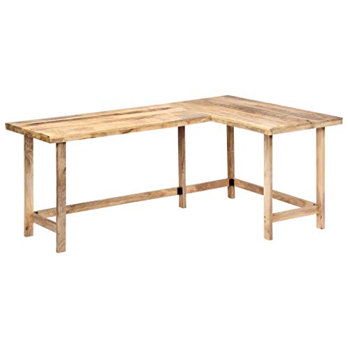 vidaXL Solid Mango Wood Desk Study Bedroom Office Table Writing Stand Home Indoor Corner Computer Desk Workstation Furniture 71"