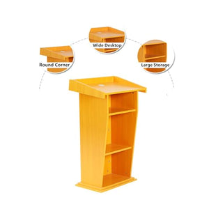 Yadlan Modern Wooden Podium Desk with Storage Shelf