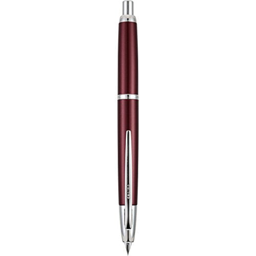 PILOT Vanishing Point Decimo Refillable & Retractable Fountain Pen, Burgundy Barrel with Rhodium Accents, Medium Nib (65342)