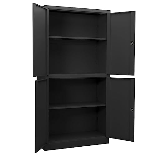 HLELU Steel Office Storage Cabinet 35.4 x 15.7 x 70.9 inches - Lockable, Durable, Anthracite Color
