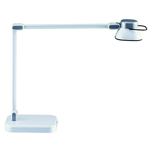 BLACK+DECKER PureOptics Elate Dual Arm 5W Flicker-Free Natural Daylight LED Desk Lamp with USB Charging Port, 2 Dimming Levels (263 Lumens), White (LED5NOV-WHT)