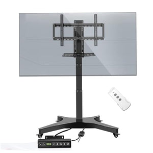 QICBYING Mobile TV Cart with Motorized TV Lift - Height Adjustable Stand for 32-75 Inch Screens