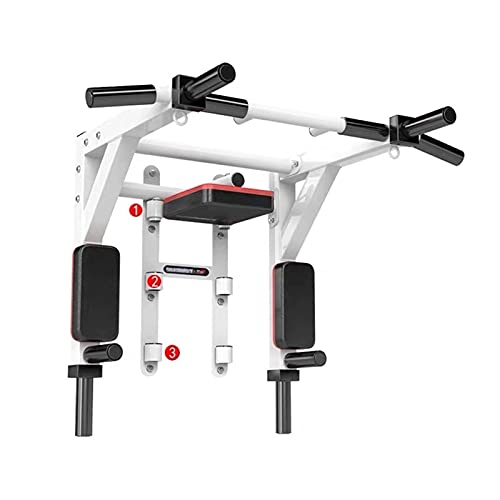 Multi Function Wall Mount Chin Up Bar Height Adjustable Pull-Up Bar Multi Grip Strength Training Equipment for Home Gym 880 LB Weight Capacity (Color : White)