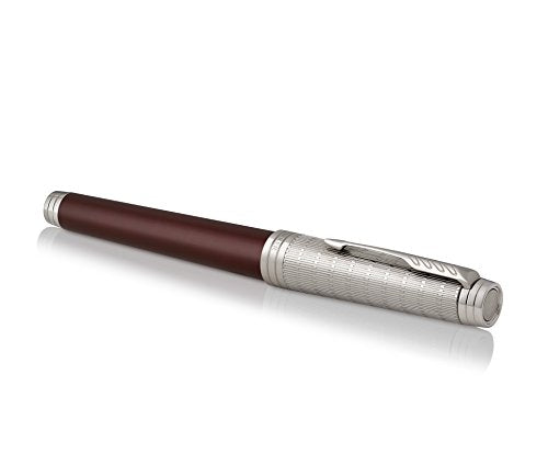 PARKER Premier Rollerball Pen, Custom Crimson Red with Fine Point Black Ink Refill