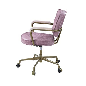 Generic Vintage Industrial Style Swivel Leather Office Chair - Pink Abstract Mid-Century Modern