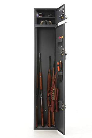 Buffalo 1520 Two Doors Gun Rifle Shotgun Metal Security Cabinet Safe Storage with Separate Lock Box for Handguns Ammo