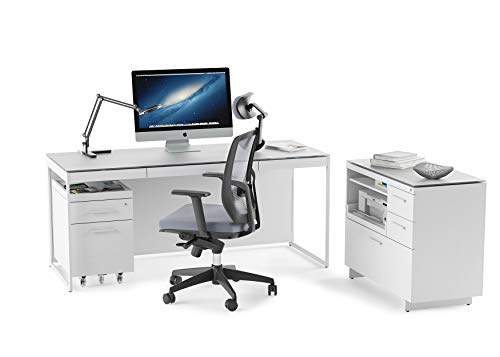 BDI Furniture Centro Mobile File Pedestal 6407 Satin White, Grey