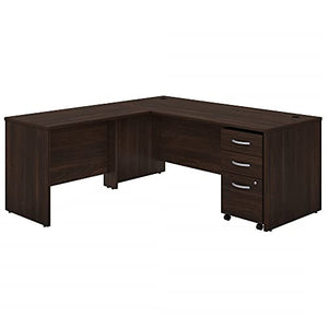 Bush Business Furniture Studio C L Shaped Desk with Mobile File Cabinet and Return, 72W x 30D, Black Walnut