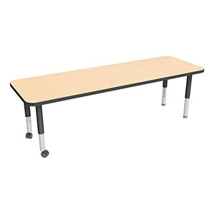 Rectangle Adjustable-Height Mobile Preschool Activity Table (24" W x 60" L)