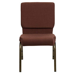 Flash Furniture 4 Pack Stacking Church Chair in Brown Fabric - Gold Vein Frame