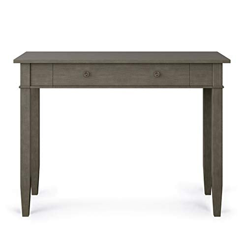 SIMPLIHOME Carlton SOLID WOOD Contemporary Modern 42 inch Wide Home Office Desk, Writing Table, Workstation, Study Table Furniture in Farmhouse Grey with 1 Drawer