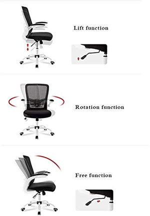 KouRy Ergonomic Mesh Office Chair with Flip Up Arms and Lumbar Support