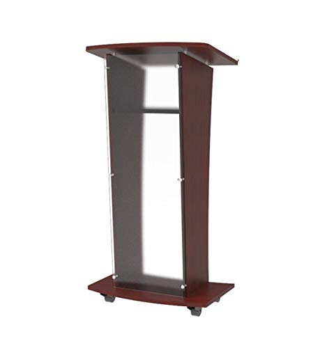 FixtureDisplays Wood Podium with Frost Acrylic Front Panel, 46" Tall Pulpit Lectern - Easy Assembly Required 1803-5