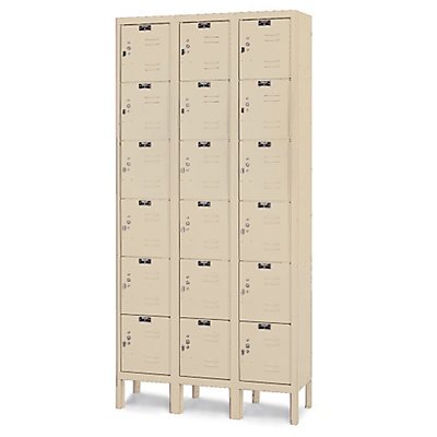Hallowell Premium Locker U3258-6PT, 36" x 15" x 78", 6-Tier, 3-Wide, Knock-Down, 729 Parchment
