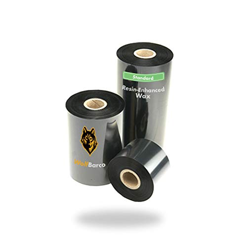 48 Rolls (Full Case) Wolfbarco Thermal Transfer Ribbon 3.27" x 1476' (83mm x 450m) Standard Black Resin-Enhanced Wax for Zebra GK420D SM4 ZT410 Tec Datamax Intermec Citizen Printer, Core Size 1", CSO