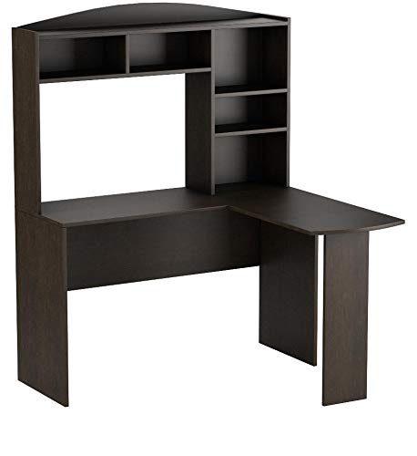 Ameriwood Home Dakota Space Saving L Desk with Hutch, Dark Russet Cherry