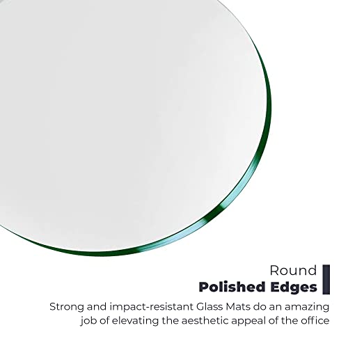 Fab Glass and Mirror Glass Chair Mat 39" | Round Flat Edge 1/4" Thick Clear Tempered Heavy Duty Mat for Office or Home