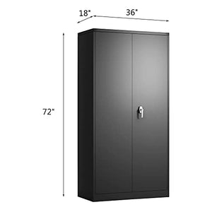 Aobabo Metal Storage Cabinet with Lock, 72 Inch Tall, 4 Adjustable Shelves, Black