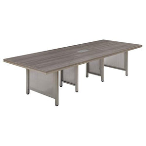 NBF Signature Series Expandable Conference Table 11' Gray Laminate Top/Brushed Nickel Leg