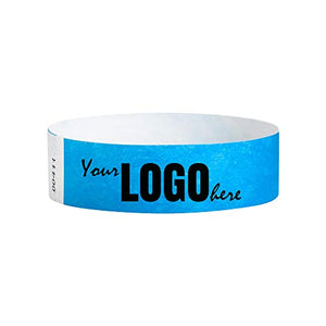 Custom 3/4 inch Tyvek Wristbands for Events - Image or Logo Personalized (Paper-Like) Bracelets - Neon Blue - 10,000 Count
