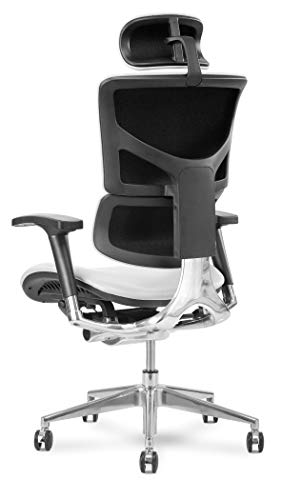 X-Chair X4 White Leather Executive Chair with Headrest - Ergonomic Office Seat