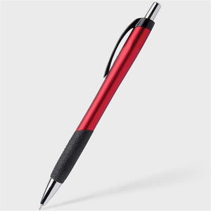 Custom Promotional Ballpoint Pens With Plunger Action, 250, 500, 1000, 5000 pack, With Grip Section,Text, Logo with Name, Black Ink Writing Pens in Bulk, Red (Roadster Red, 250)