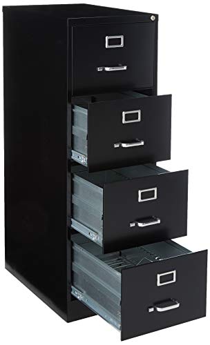 Lorell 4-Drawer Vertical File, 18 by 26-1/2 by 52-Inch, Black