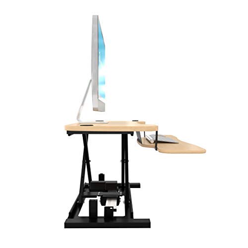 VersaDesk Power Pro - Electric Height-Adjustable Desk Riser - Sit to Stand Desktop with Keyboard and Mouse Tray (Maple, 48" X 24")