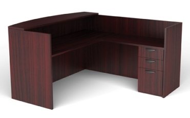 Offices To Go L Shaped Reception Desk W/Drawers W/Transaction Top 71"W X 30"D X 42"H Reception Return 42"W X 24"D X 42"H - American Espresso