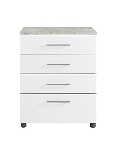 SystemBuild 7472403COM Latitude 4 Door Base Cabinet 4 Drawer, White